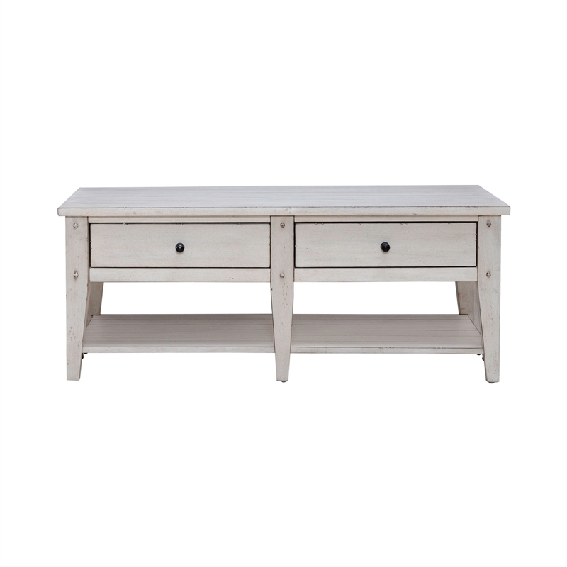 Lake House Cocktail Table in Weathered White