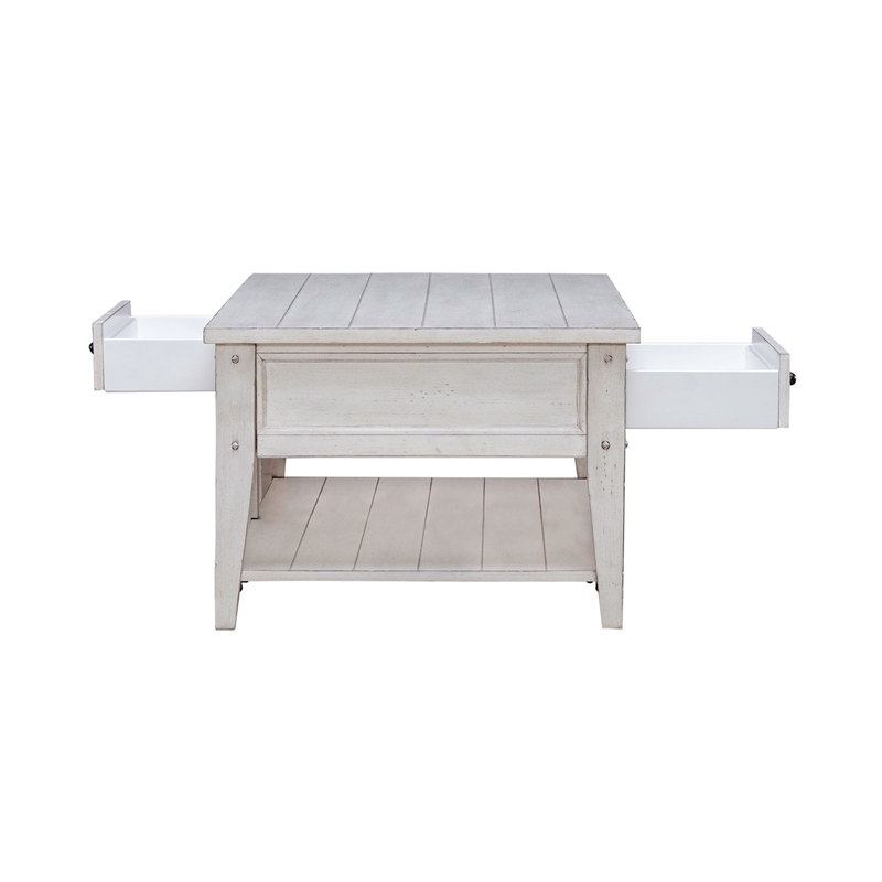 Lake House Cocktail Table in Weathered White