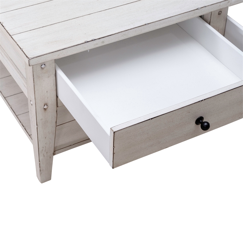 Lake House Cocktail Table in Weathered White