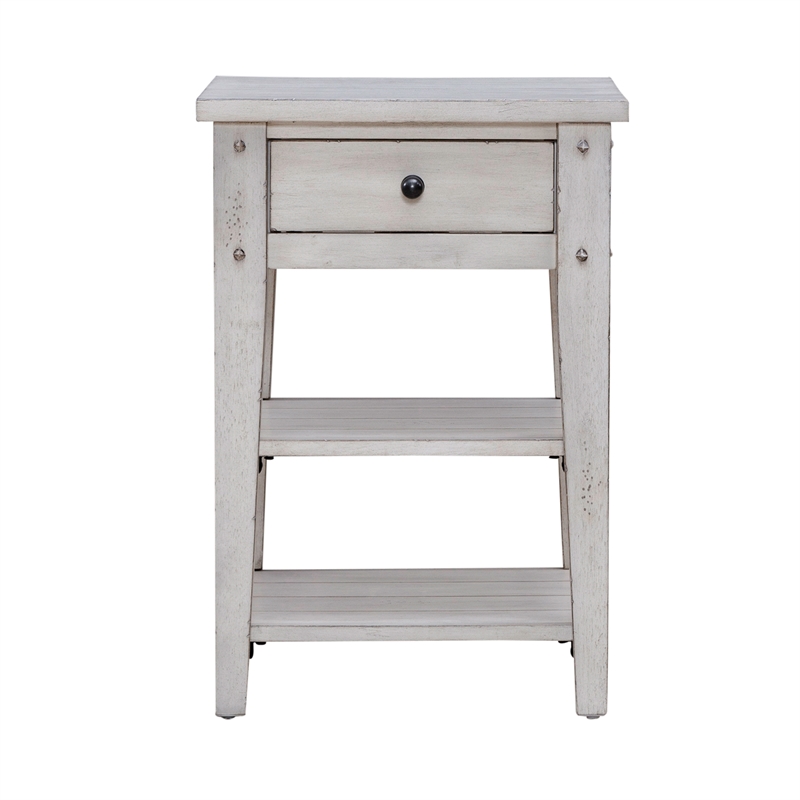 Lake House Chair Side Table Weathered White