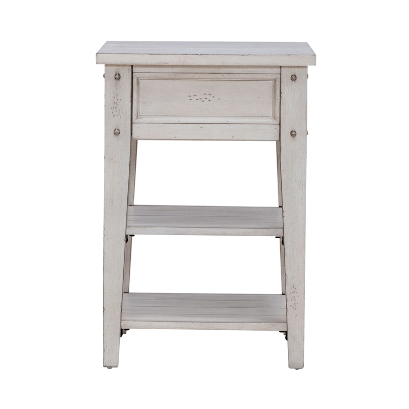 Lake House Chair Side Table Weathered White