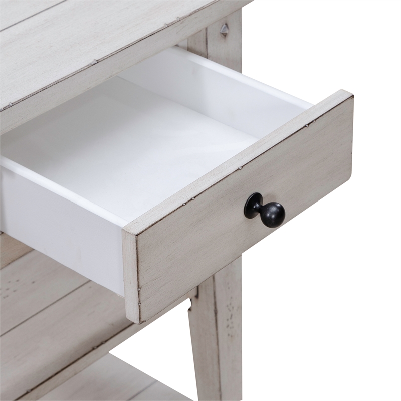 Lake House Chair Side Table Weathered White