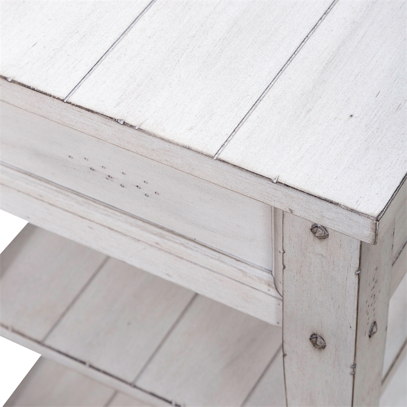 Lake House Chair Side Table Weathered White