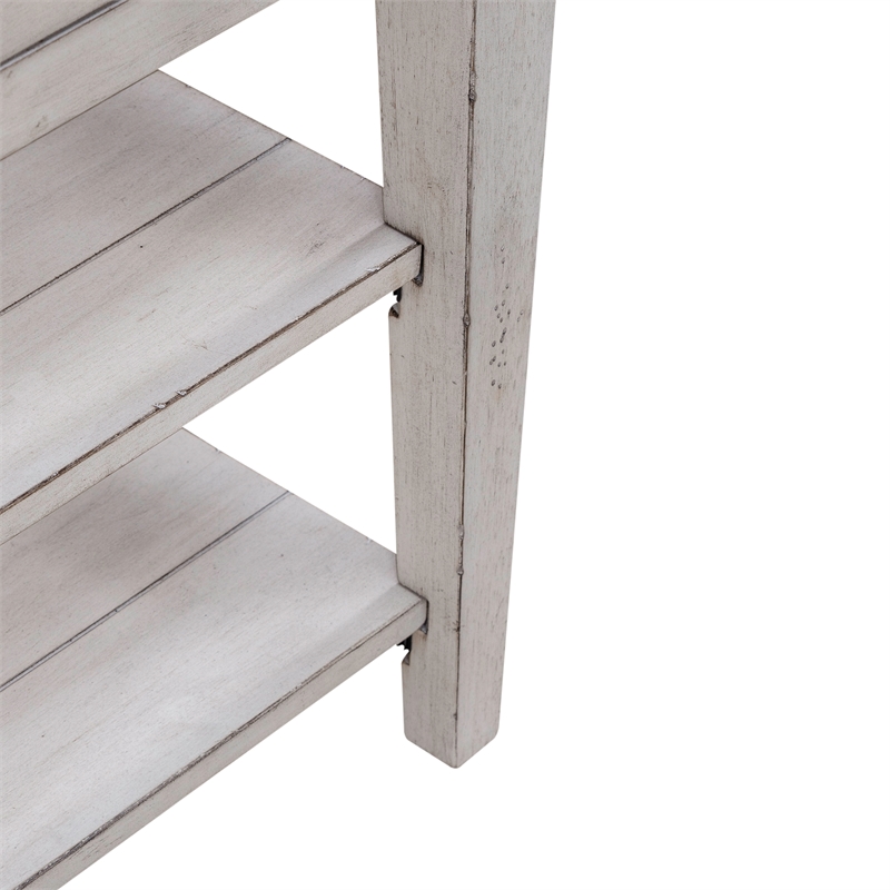 Lake House Chair Side Table Weathered White