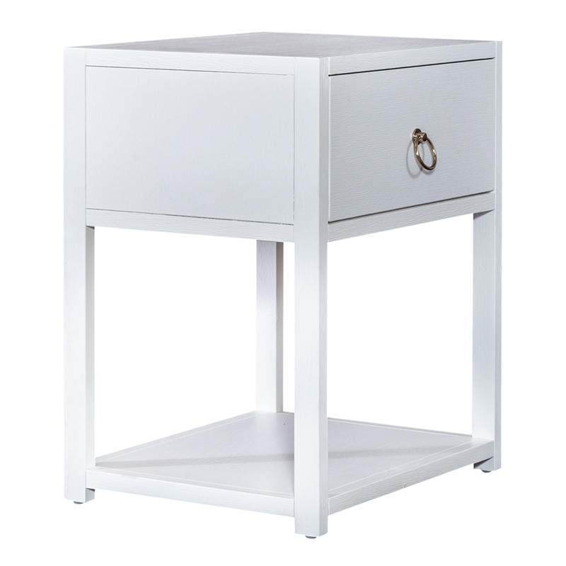 Liberty Furniture East End 1-Shelf/1-Drawer End Table in Wirebrushed White