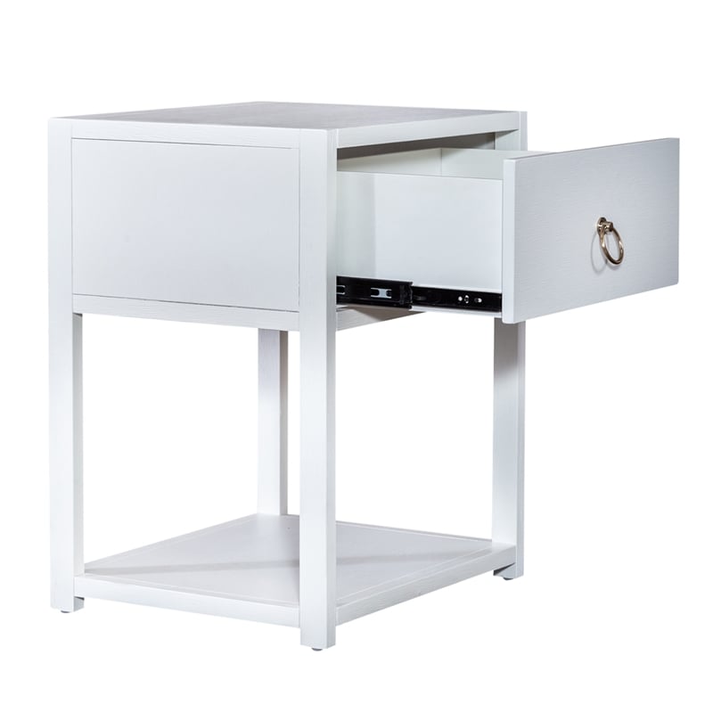 Liberty Furniture East End 1-Shelf/1-Drawer End Table in Wirebrushed White