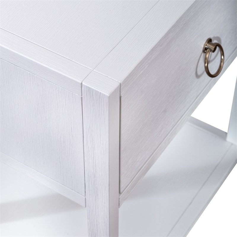 Liberty Furniture East End 1-Shelf/1-Drawer End Table in Wirebrushed White