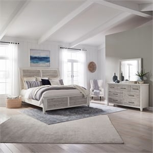 Liberty Furniture Backroads Queen Sleigh Bed Dresser & Mirror - White