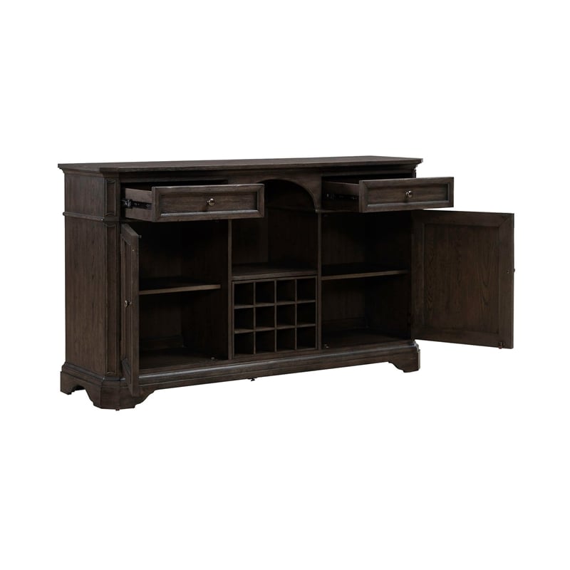 Liberty Furniture Grant Park Rubber Wood Wine Buffet in Cappuccino