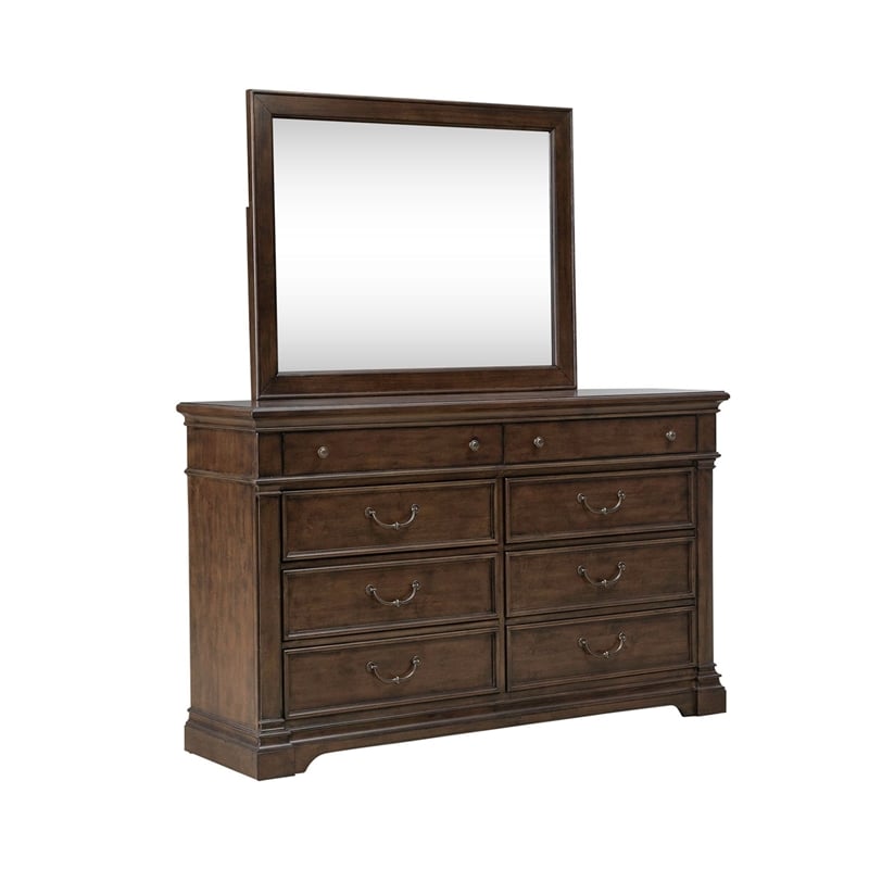 Liberty Furniture Arden Road King Poster Bed Dresser Mirror Chest - Cherry