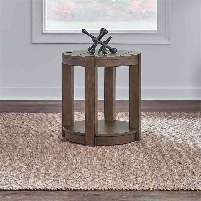Liberty Furniture Broadmore Round Chairside Table - Brown