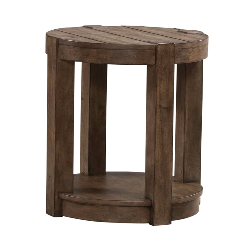 Liberty Furniture Broadmore Round Chairside Table - Brown