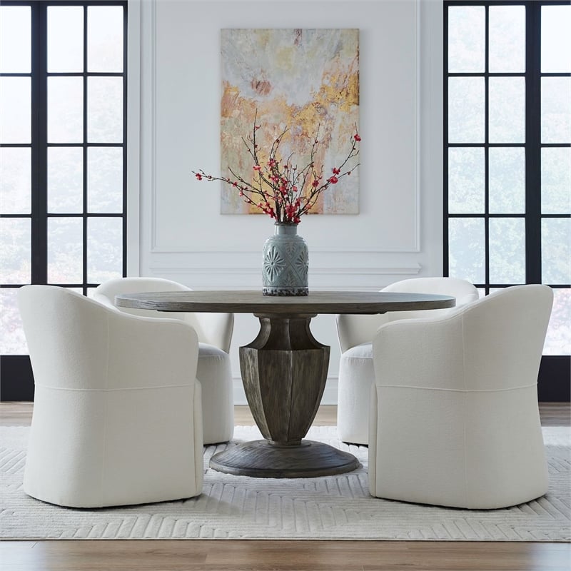 Liberty Furniture Accent Dining Chair with Castors - Squared Arm - Ivory