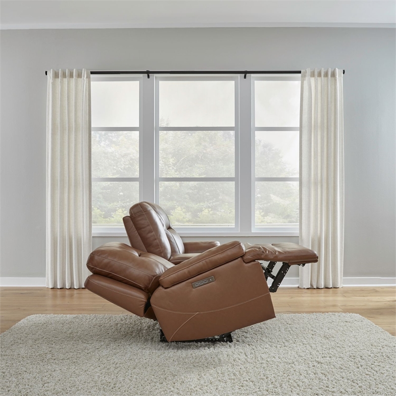 Liberty Furniture Cameron Loveseat w/Console P3 & ZG - Saddle - Brown