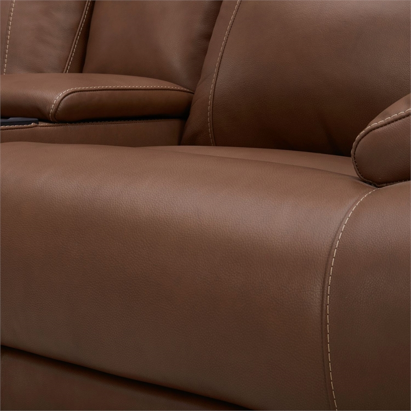 Liberty Furniture Cameron Loveseat w/Console P3 & ZG - Saddle - Brown