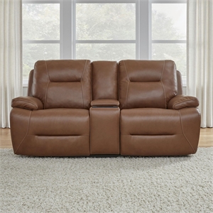 Liberty Furniture Cameron Loveseat w/Console P3 & ZG - Saddle - Brown