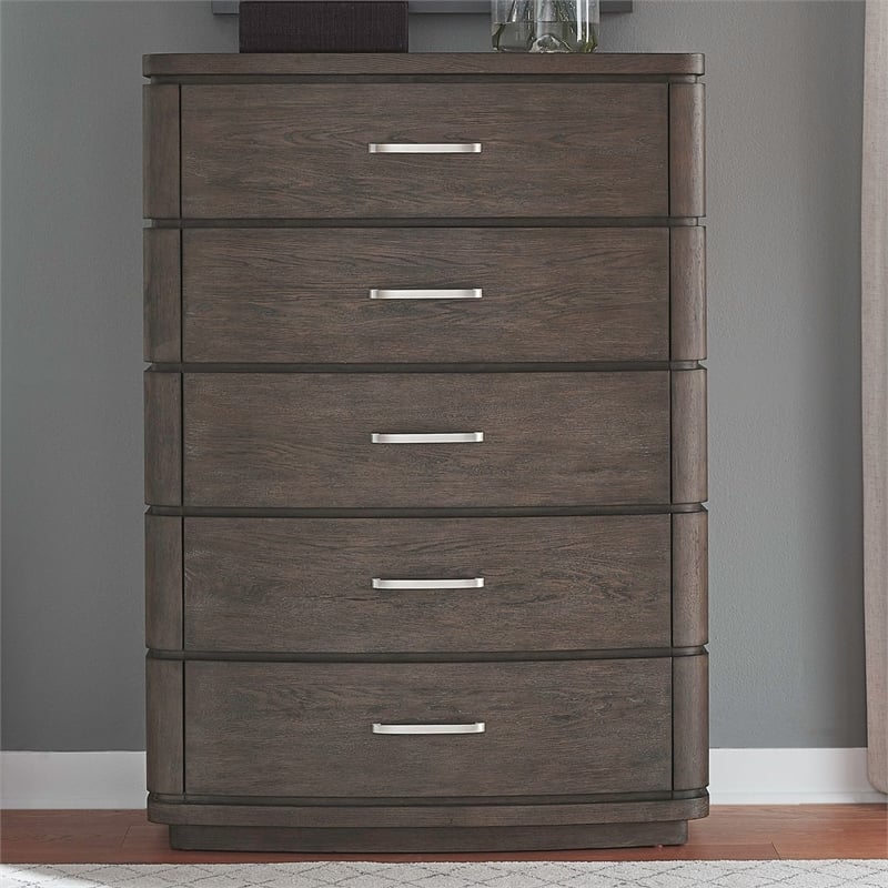 Liberty Furniture Cascade Falls Queen Panel Bed Dresser & Mirror Chest - Brown