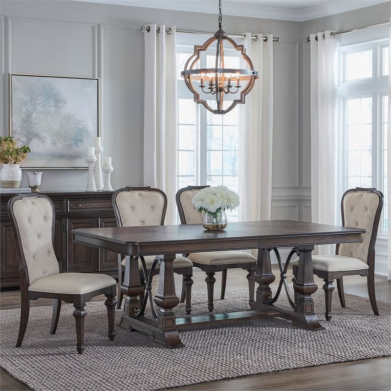 Liberty Furniture Provence Park Optional 5 Piece Trestle Table Set - Brown