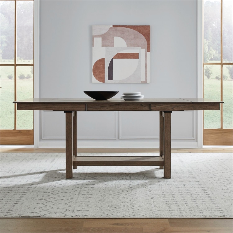 Liberty Furniture Brook Bay 5 Piece Gathering Trestle Table - Brown