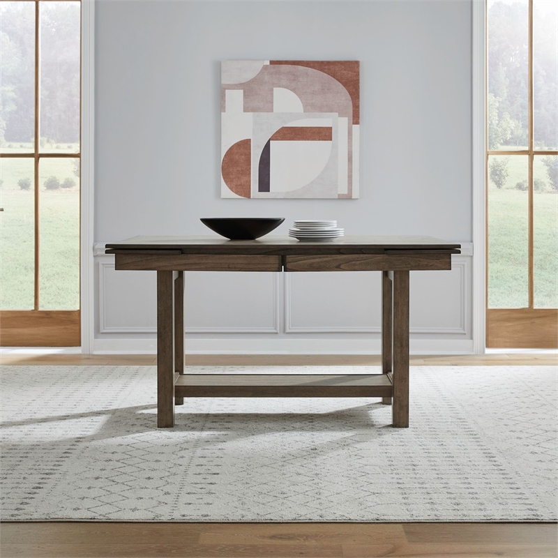 Liberty Furniture Brook Bay 5 Piece Gathering Trestle Table - Brown