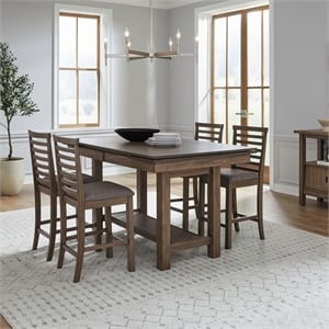 Liberty Furniture Brook Bay 5 Piece Gathering Trestle Table - Brown