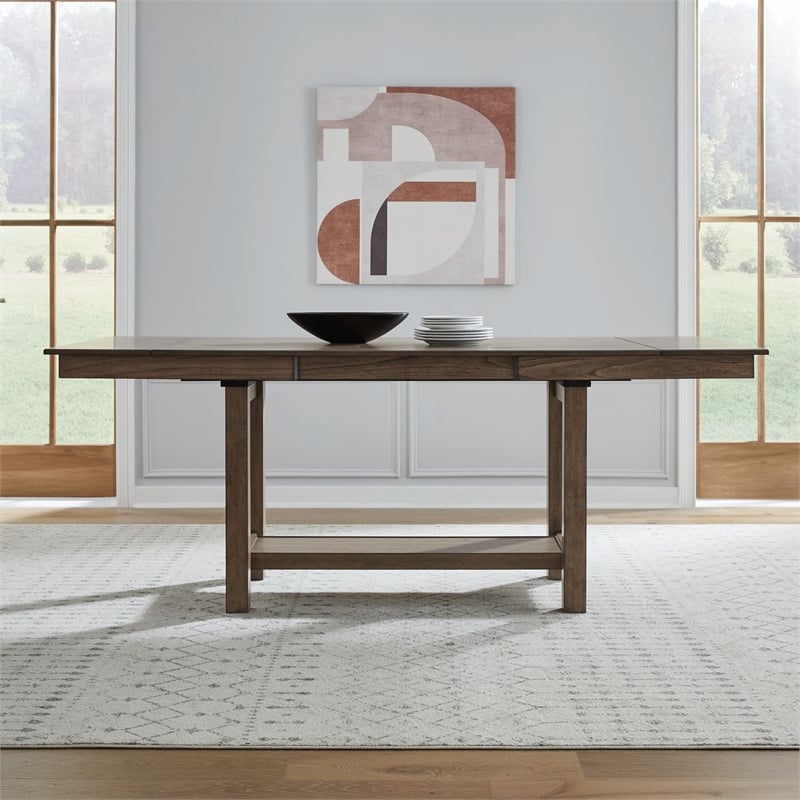 Liberty Furniture Brook Bay 6 Piece Gathering Trestle Table - Brown
