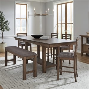 Liberty Furniture Brook Bay 6 Piece Gathering Trestle Table - Brown