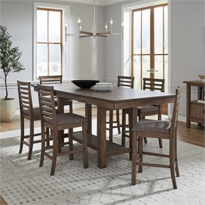 Liberty Furniture Brook Bay 7 Piece Gathering Trestle Table - Brown