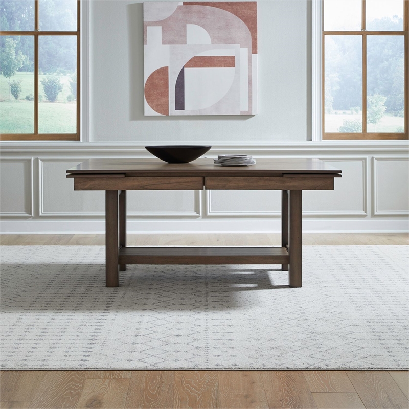 Liberty Furniture Brook Bay 7 Piece Trestle Table Set - Brown