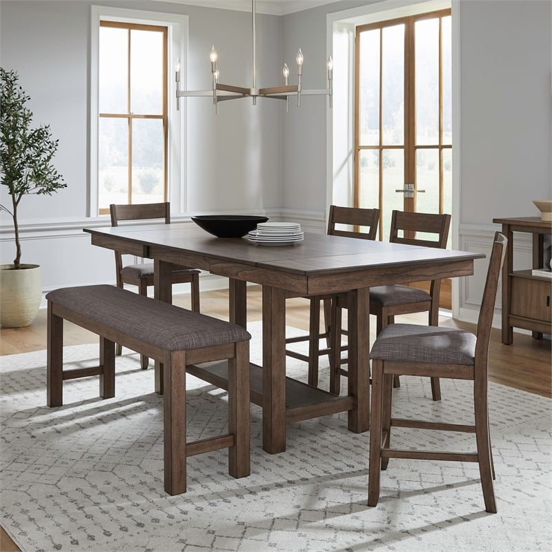 Liberty Furniture Brook Bay Opt 6 Piece Gathering Trestle Table - Brown