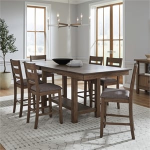 Liberty Furniture Brook Bay Opt 7 Piece Gathering Trestle Table - Brown