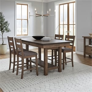 Liberty Furniture Brook Bay Opt 5 Piece Gathering Trestle Table - Brown