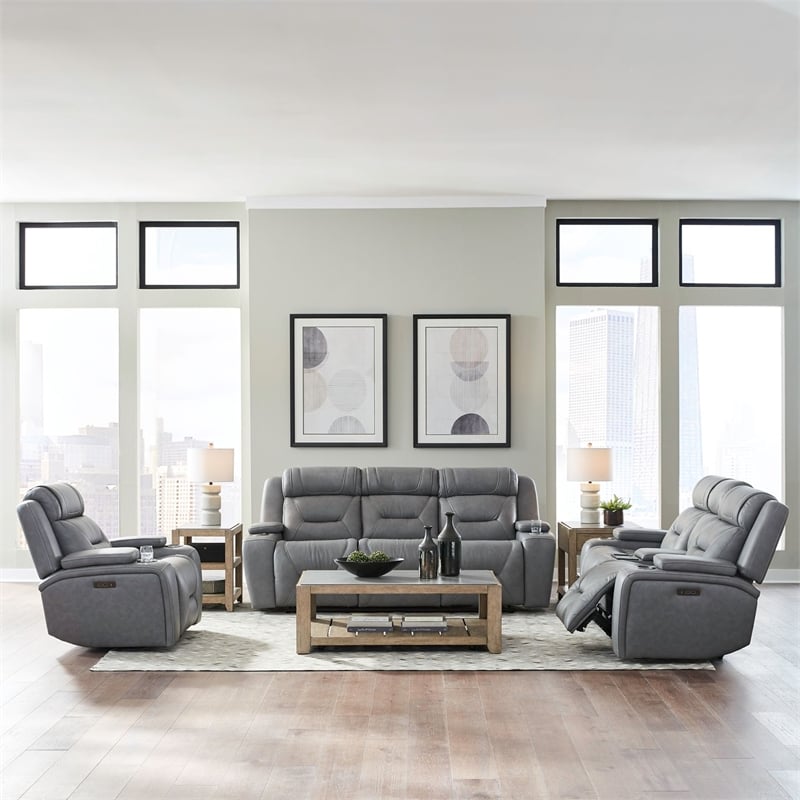 Liberty Furniture Chapman Sofa w/ Loveseat & Recliner - Gray