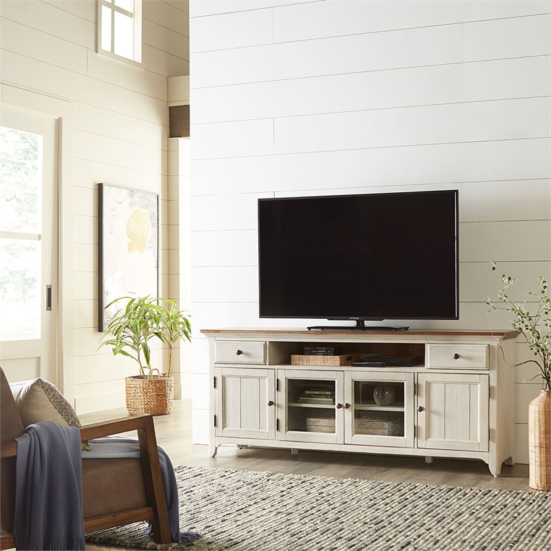 Liberty Furniture Farmhouse Reimagined Entertainment TV Stand - White