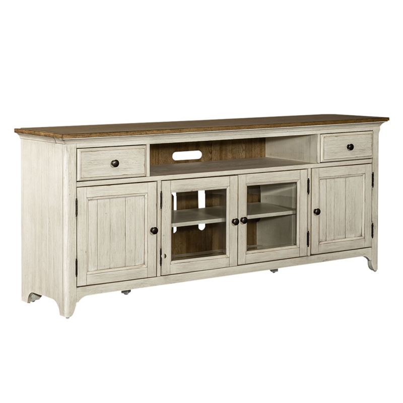 Liberty Furniture Farmhouse Reimagined Entertainment Center with Piers - White