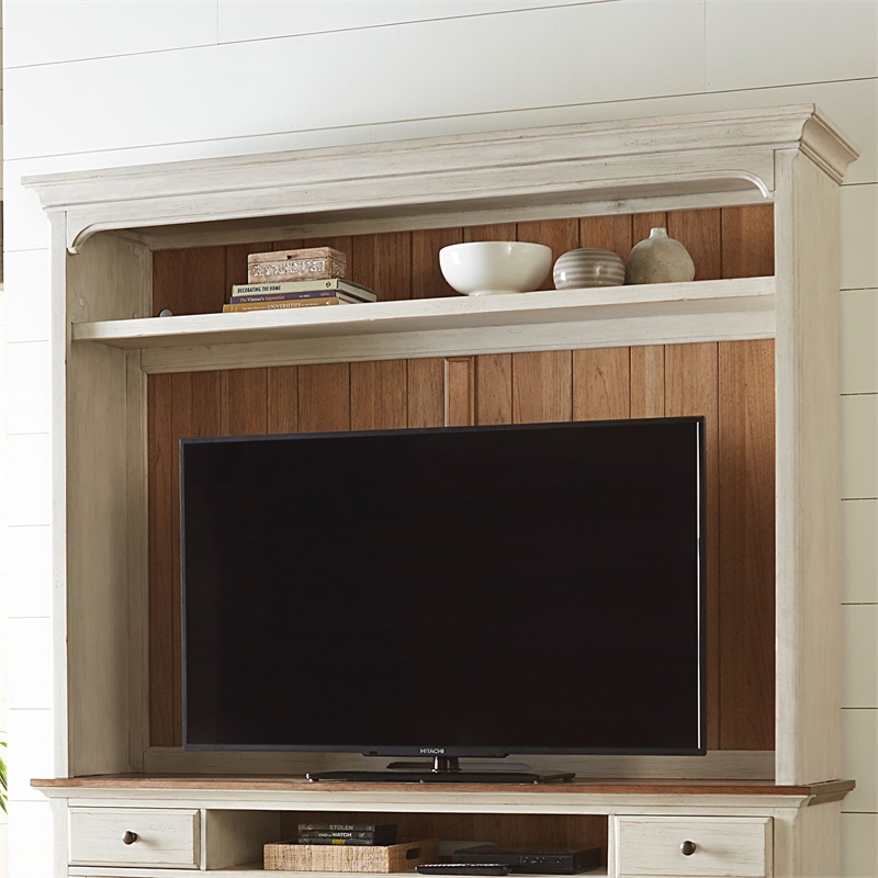 Liberty Furniture Farmhouse Reimagined Entertainment Center with Piers - White