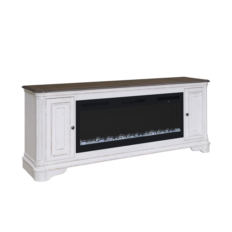 Liberty Furniture Fireplace TV Consoles 244 82 Inch Console w/ Fire FTS - Brown