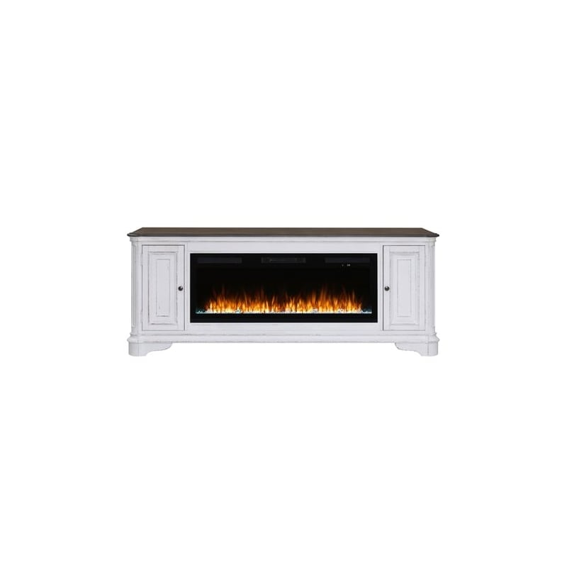 Liberty Furniture Fireplace TV Consoles 244 82 Inch Console w/ Fire FTS - Brown