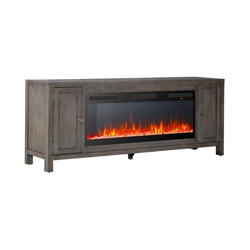 Liberty Furniture Fireplace TV Consoles 406 78 Inch Console w/ Fire FTS - Brown