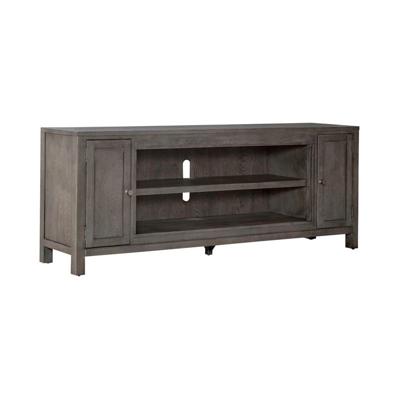 Liberty Furniture Fireplace TV Consoles 406 78 Inch Console w/ Fire FTS - Brown
