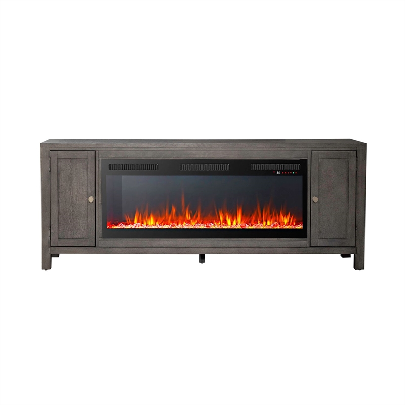 Liberty Furniture Fireplace TV Consoles 406 78 Inch Console w/ Fire FTS - Brown