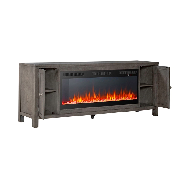 Liberty Furniture Fireplace TV Consoles 406 78 Inch Console w/ Fire FTS - Brown