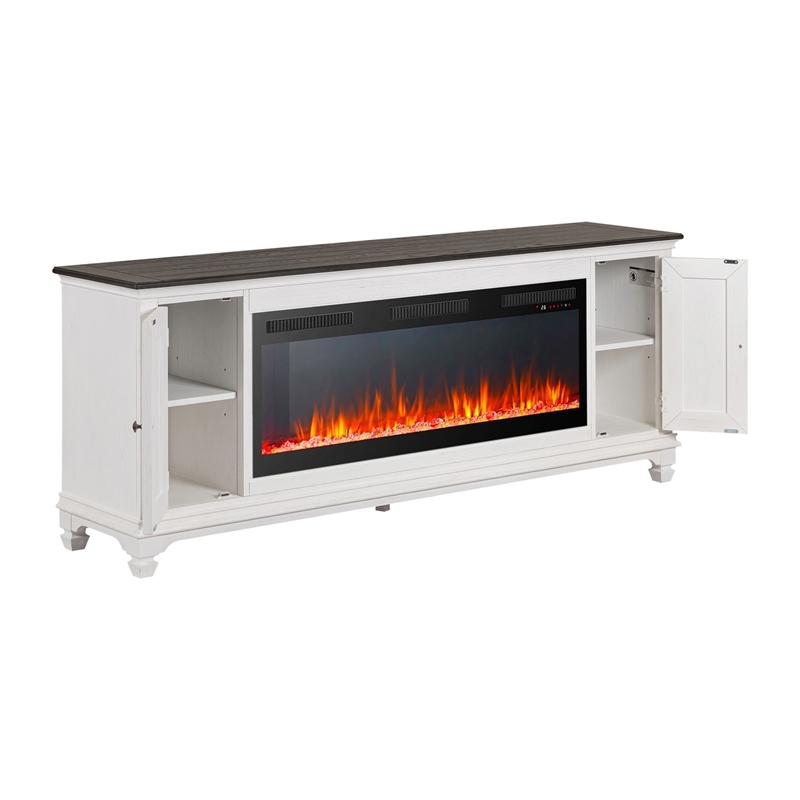 Liberty Furniture Fireplace TV Consoles 417 80 Inch Console w/ Fire FTS - Brown