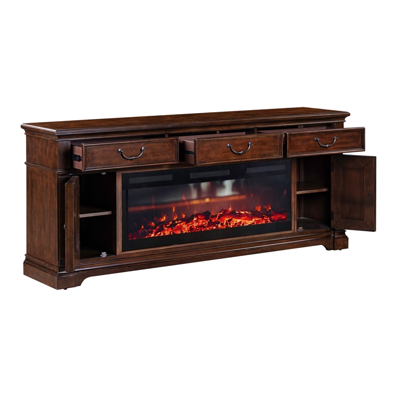 Liberty Furniture Fireplace TV Consoles 512 84 Inch Console w/ Fire FTS - Brown