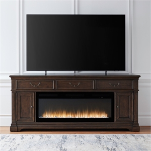 Liberty Furniture Fireplace TV Consoles 512 84 Inch Console w/ Fire FTS - Brown