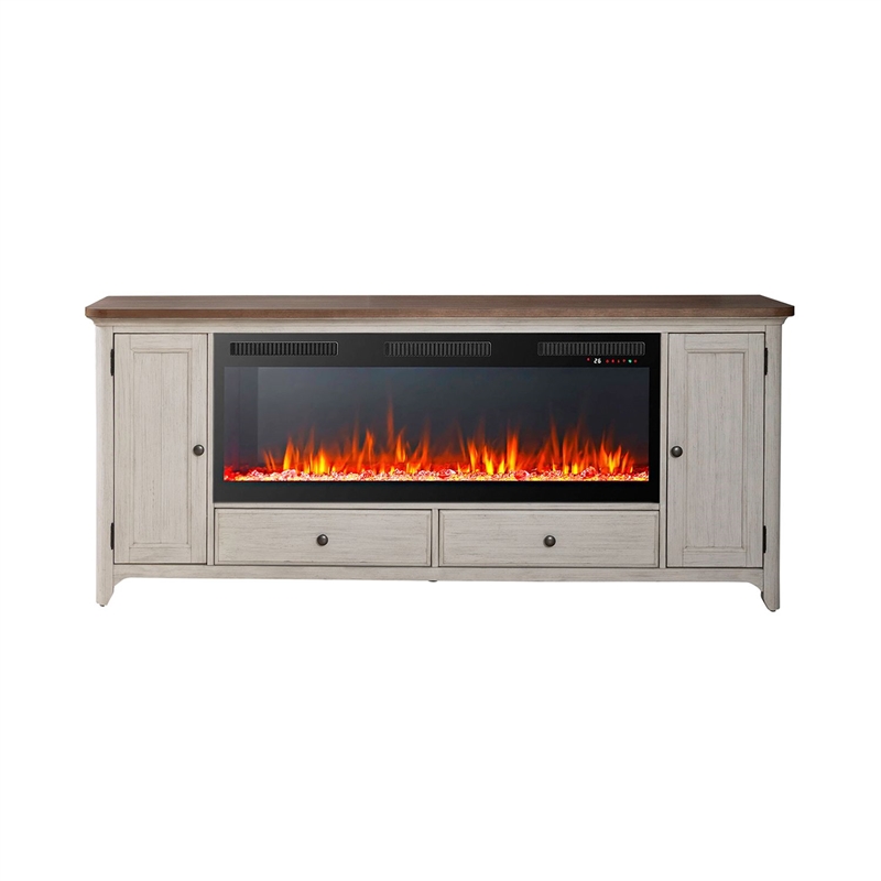 Liberty Furniture Fireplace TV Consoles 652 80 Inch Console w/ Fire FTS - Brown