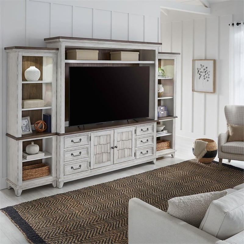 Liberty Furniture River Place Entertainment Center with Piers - White