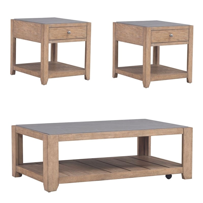 Liberty Furniture Millstone 3 Piece Living Room Table Set - Brown