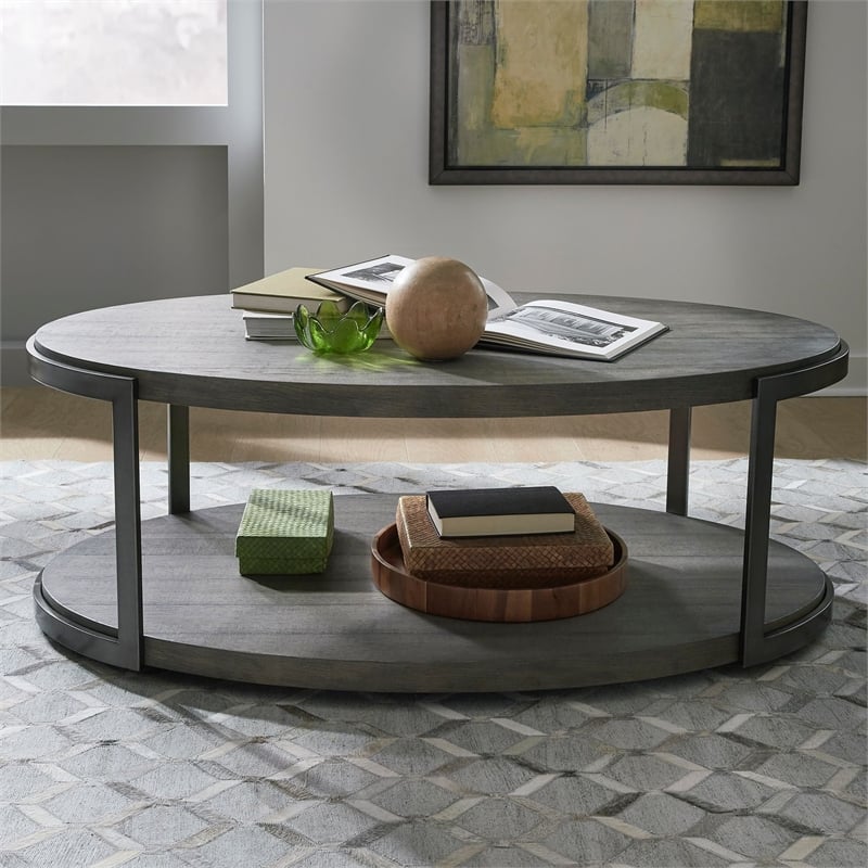 Liberty Furniture Modern View Oval Cocktail Table - Gray