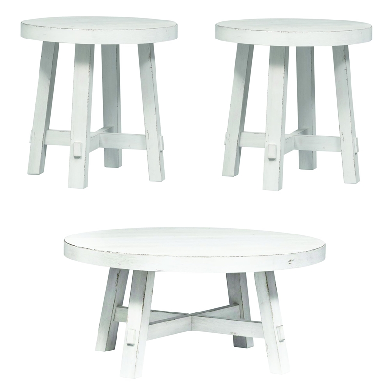 Liberty Furniture Modern Farmhouse 3 Piece Living Room Table Set - White